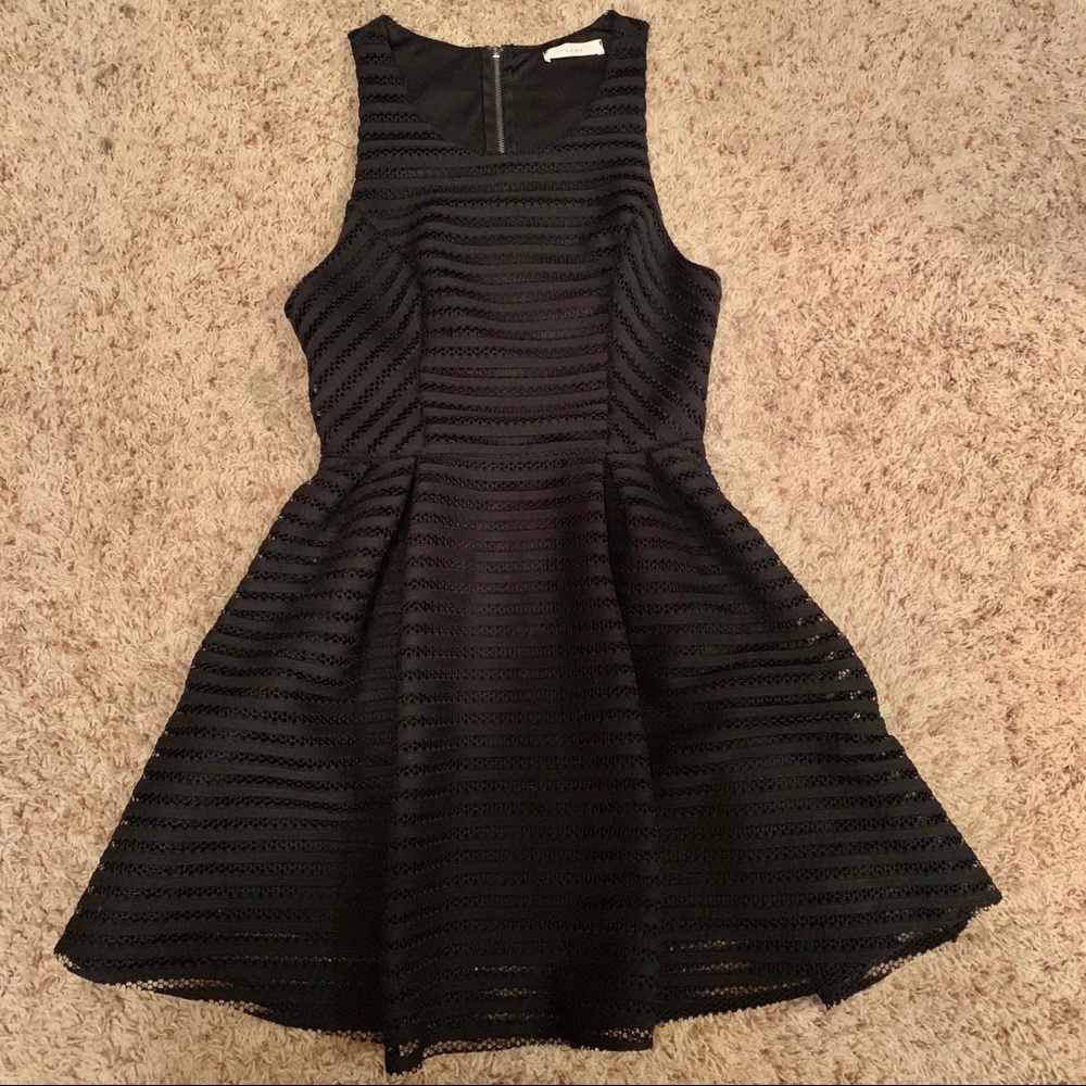 Lush Black Perforated A-Line Dress